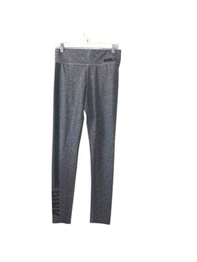 Victorias Secret Pink Yoga Leggings Heather Gray Black Logo Womens Size L